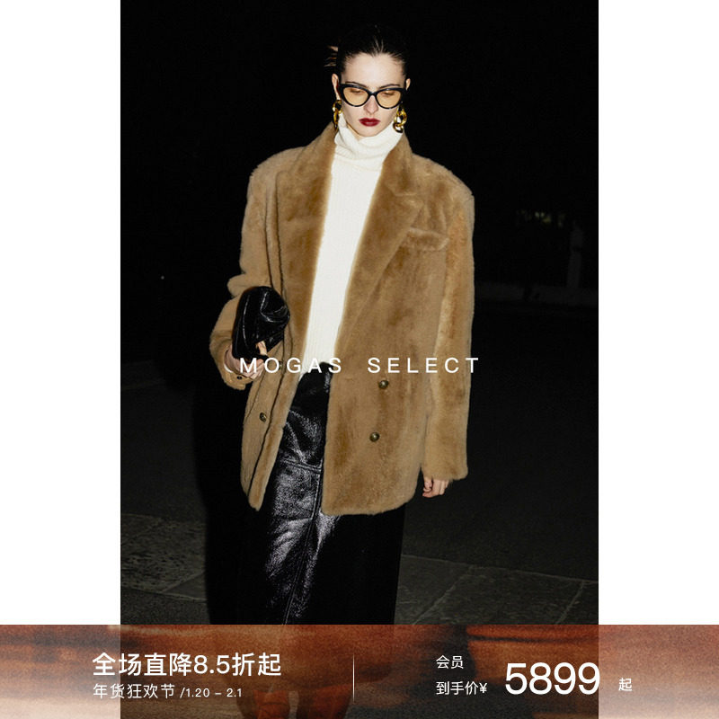 Mogas 西班牙进口Lacon拉贡baby羊毛复古老钱风皮毛一体外套女冬,女装/女士精品,皮草,淘宝优惠券,粉丝福利购,淘宝优惠卷