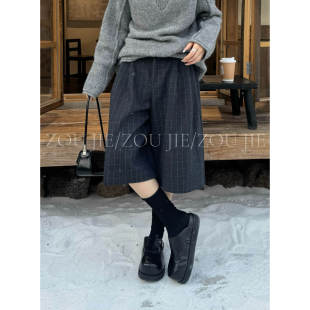 阔腿裤 600 呢子格子七分直筒百搭西装 设计款 2025秋冬新品