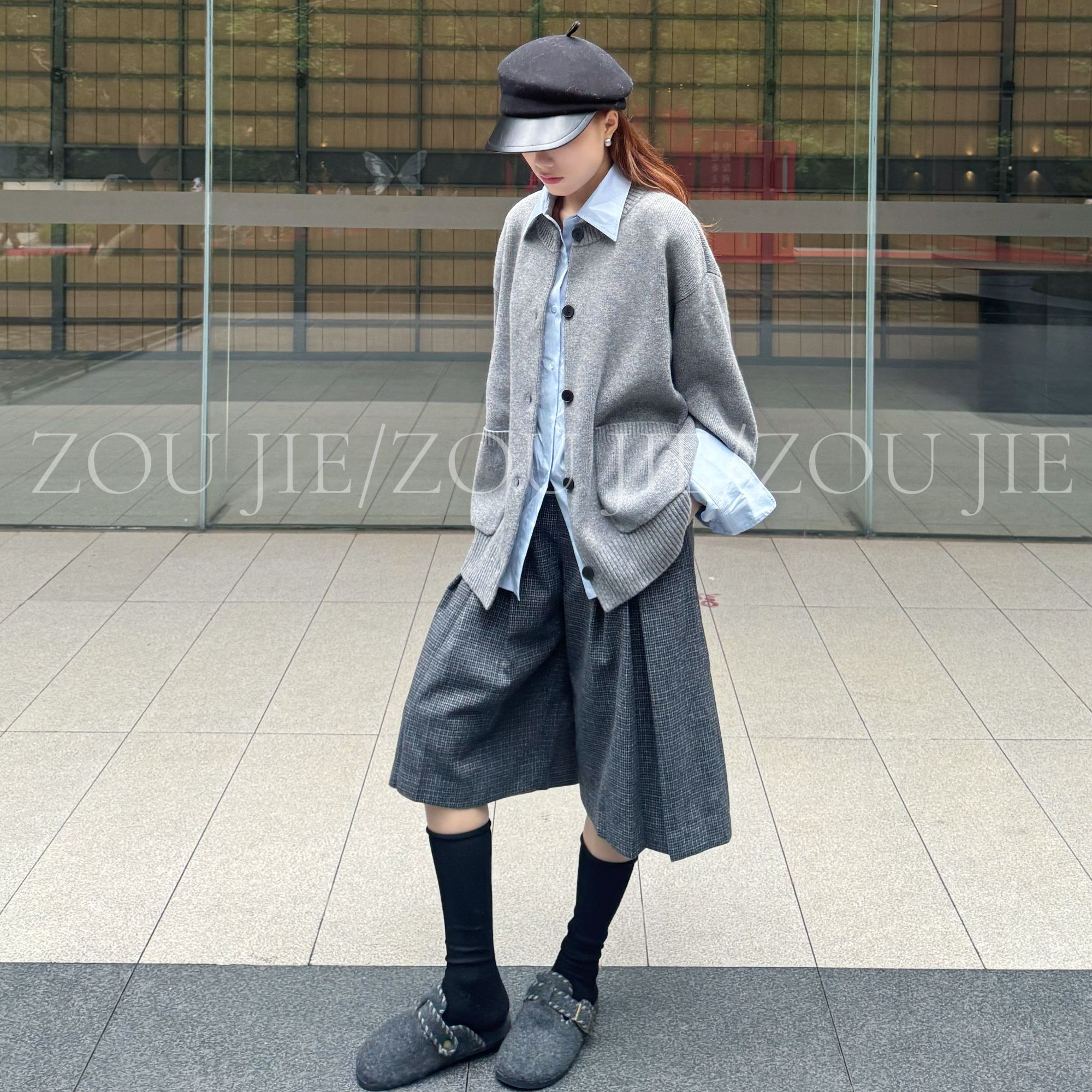 603#2025秋冬人字褶裥裙裤女秋冬百搭休闲宽松阔腿7分中裤