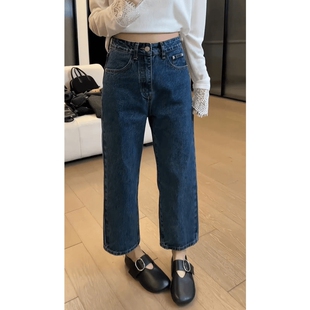 高腰显瘦深色牛仔裤 2025春款 九分 无弹法棍裤 2672