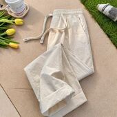 宽松男士 棉麻长裤 休闲裤 垂感直筒裤 日系裤 亚麻阔腿裤 子男春秋夏季