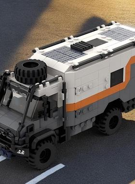 MOC-171204梅赛德斯奔驰Unimog探险露营车汽车系列益智男拼插积木