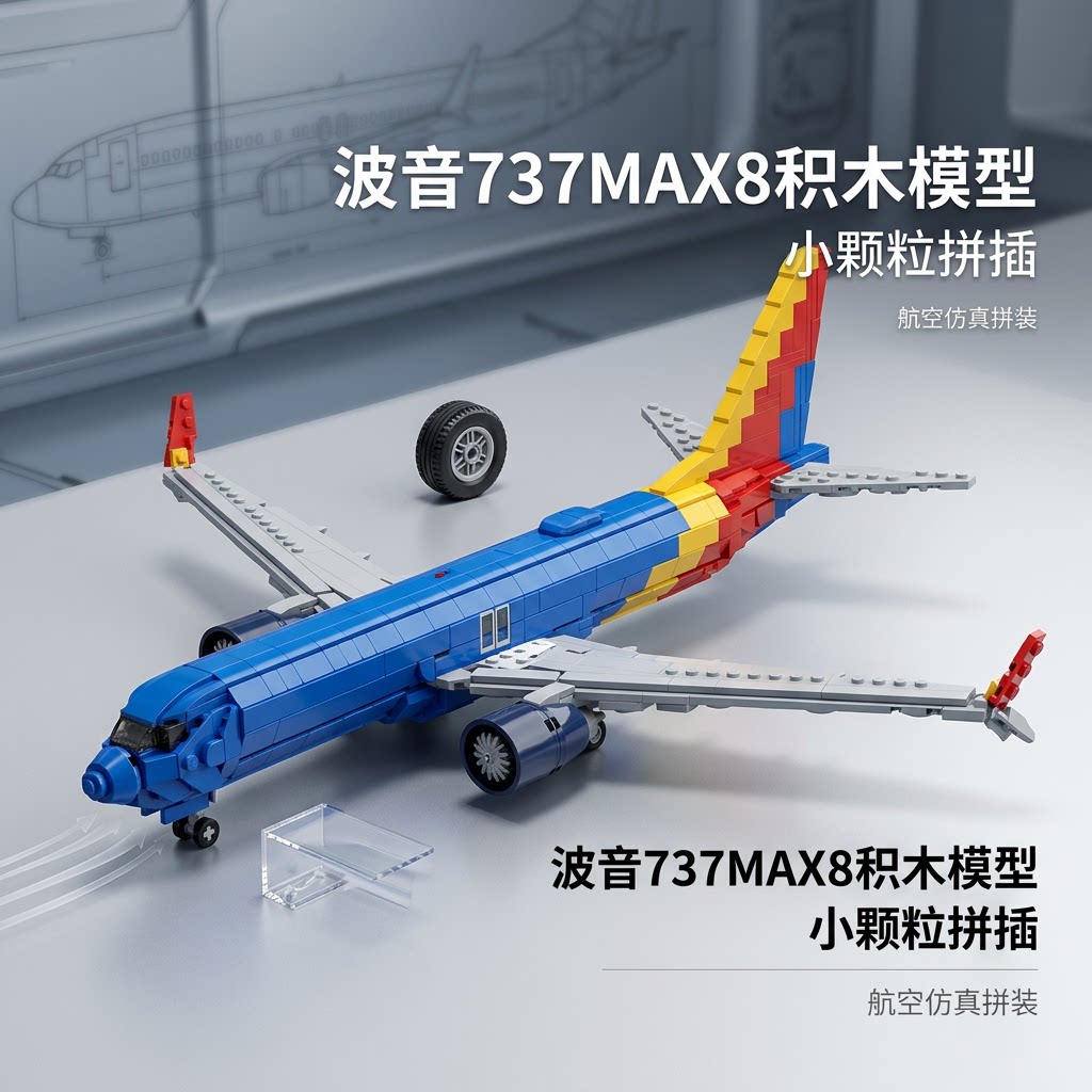 波音737MAX8积木飞机模型