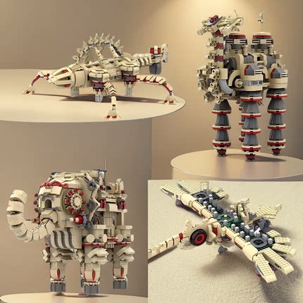 MOC小颗粒塞尔达四神兽合集系列创意模型益智男拼插积木玩具礼物