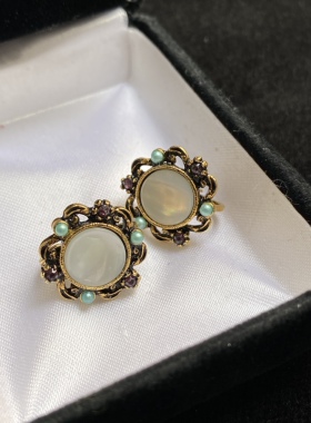 Vintage ART打标天然母贝耳夹复古国风简约日常儒雅无耳洞星人