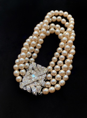 Vintage维多利亚风格水晶莱茵石多层皇室珍珠手链古董优雅女人味