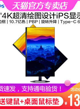 飞利浦27E1N5900E 27英寸4K显示器iPS旋转升降Type-C 65W手机投屏