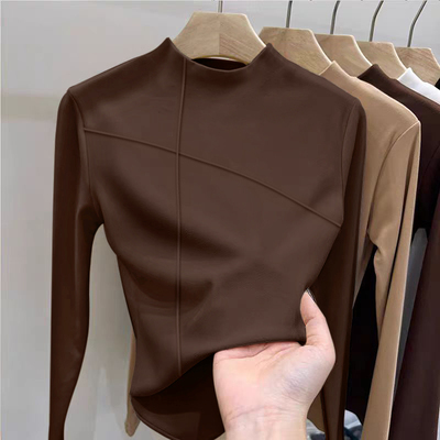 德绒加绒加厚洋气内搭半高领独特别致打底衫女秋冬2025新款可外穿