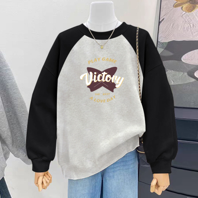 初秋穿搭oversize美式高街灰色圆领卫衣外套春秋款女韩系慵懒风