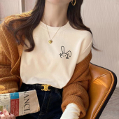 女内搭时尚 宽松打底衫 洋气 t恤女2026年新款 早秋白色纯棉上衣长袖