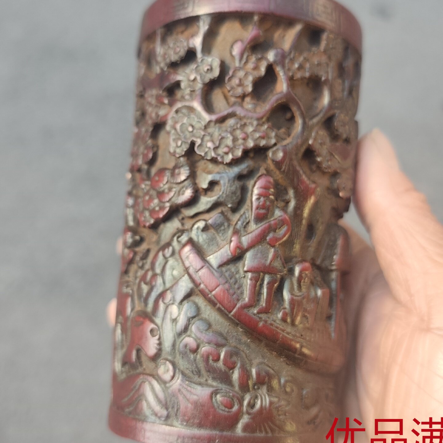 仿古做旧树脂工艺品竹林仙居笔筒文房笔筒摆件
