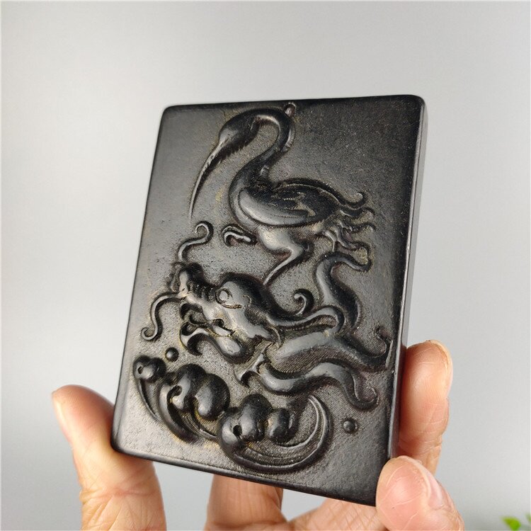 古玩杂项红山文化仿古做旧工艺品铁石龙鹤摆件挂件批发