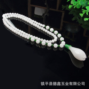 新疆克拉玛依金丝玉项链白金丝玉毛衣链大款平安扣羊脂白玉石项链