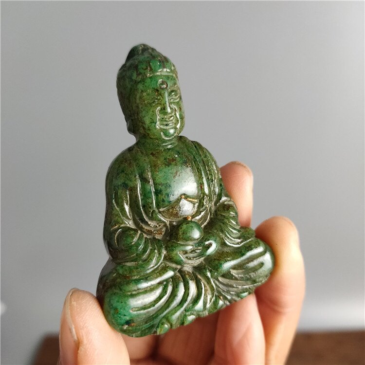 供应古玩岫玉做旧工艺品释迦摩尼吊坠玉佛挂件批发