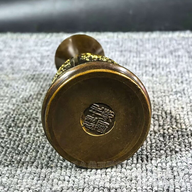 黄铜酒瓶创意梅兰竹菊酒壶摆件 酒杯花瓶家居办公装饰工艺品花瓶