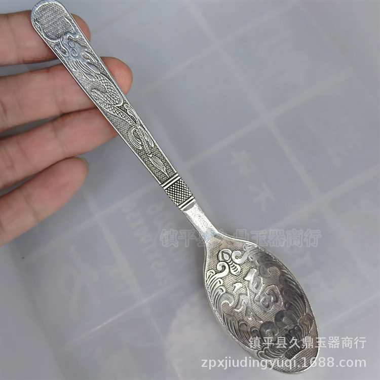 古玩杂项批发 仿古福字藏银勺子家居办公饰用品苗银小饰品批发
