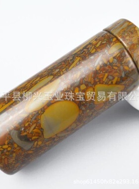 厂家直供天然女娲石茶杯保温杯青花纹竹叶青养生水杯飘花玉石茶杯