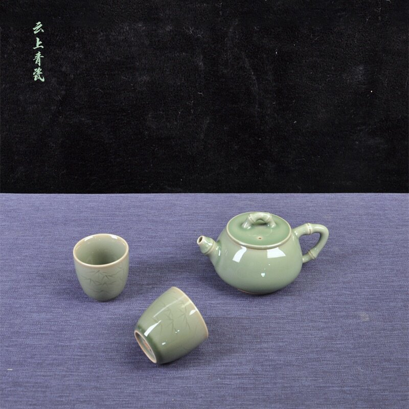 厂家直销定制款龙泉青瓷茶壶茶具套装高档陶瓷茶具中秋伴手礼商务