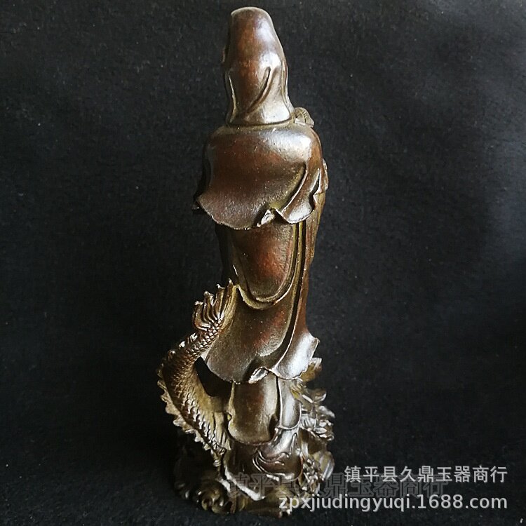 仿古工艺品摆件古玩铜器黄铜观音佛像 龙头观音家居办公摆设批发