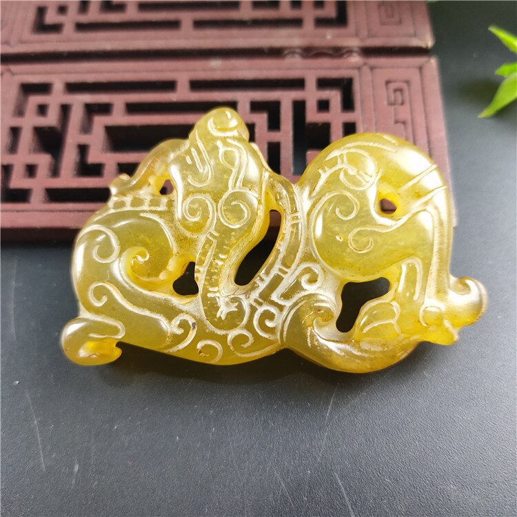 供应珠宝古玩工艺品杂项岫玉仿古做旧抬头龙生肖龙吊坠挂件
