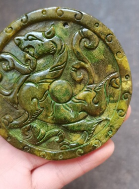 古玩玉器老玉四大神兽朱雀玄武青龙白虎挂件仿古玉石瑞兽牌子玉璧