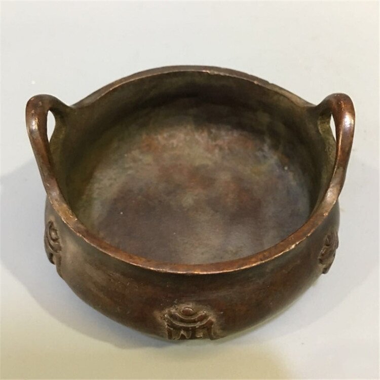 古玩仿古做旧 工艺品黄铜六字真言香炉香道用品居室佛堂铜香炉