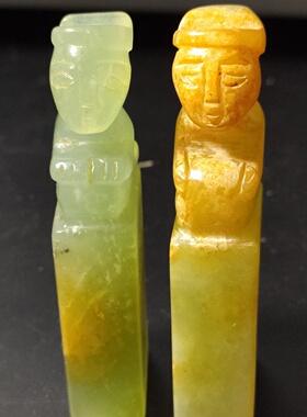 供应工艺品仿古岫玉雕刻遇贵人印章手把件玉印章批发