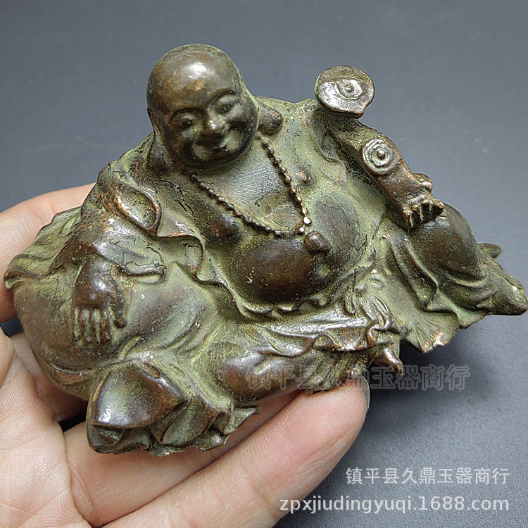 铜器批发 仿古铜器如意笑佛小摆件 家居办公铜器饰品摆件批发