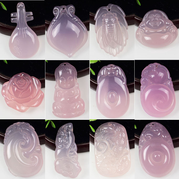 紫玉髓吊坠 紫罗兰玉髓挂件 玉髓冰种吊坠 粉紫色玛瑙