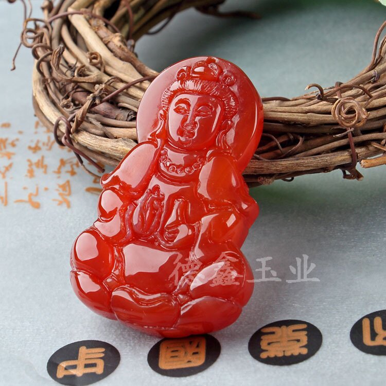 红玛瑙金钱佛 玛瑙金钱佛吊坠 红绿黄白 观音佛 加大号 玉髓