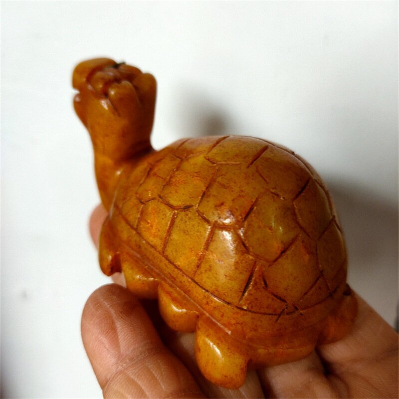 珠宝玉器仿古做旧工艺品岫玉雕刻龙龟手把件摆件