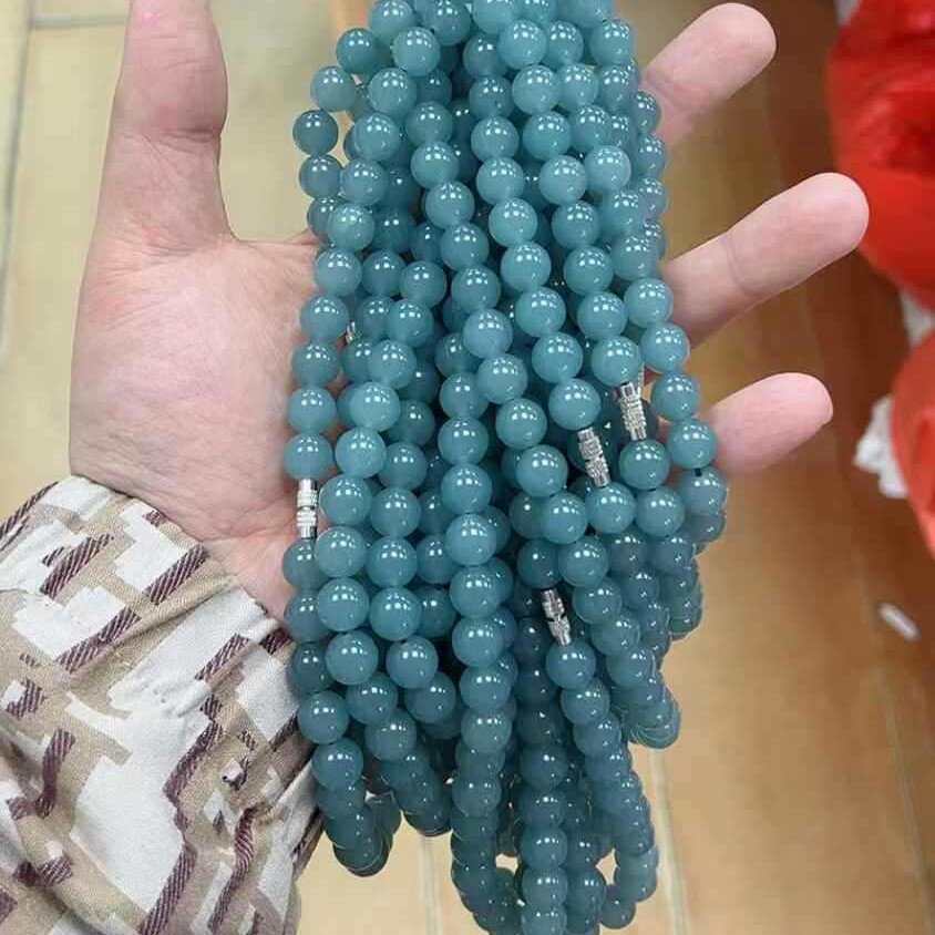 石英岩玉玉石圆珠项链 锁骨链108颗可缠绕手链女款