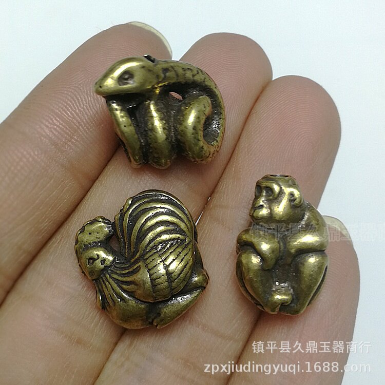 黄铜十二生肖小挂件饰品 铜12生肖吊坠鼠牛虎兔龙蛇马羊猴鸡狗猪