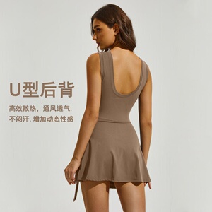 夏季运动短裙美背防走光透气网球服女羽毛球裙户外健身运动网球裙