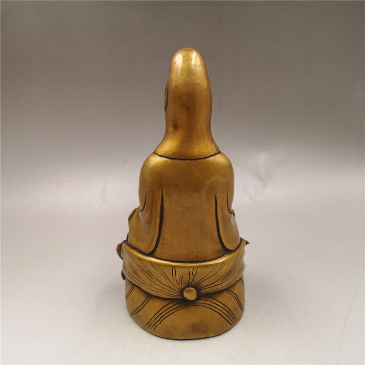 古玩杂项仿古做旧黄铜观音菩萨摆件铜器复古工艺品菩萨摆件批发