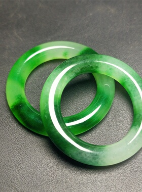 帝王绿细条全绿干青翠色绿飘花冰飘石英岩玉面包圈甜甜圈耳环配饰
