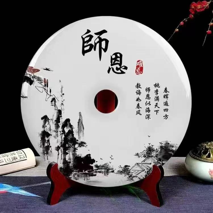 天然玉石平安扣客厅玄关装饰桌面创意乔迁礼物新中式招财风水摆件