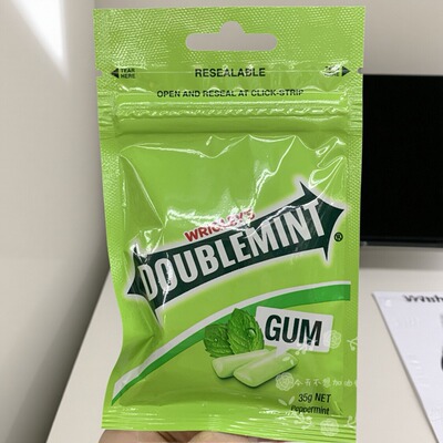 香港代购 进口WRIGLEY'S DOUBLEMINT绿箭香口胶25粒袋装35g口香糖