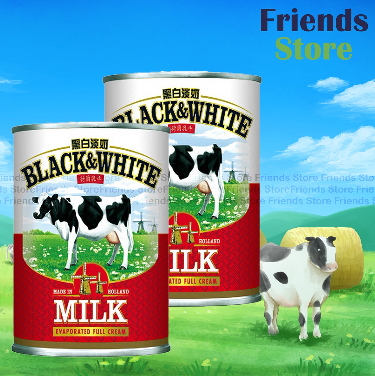 黑白blackwhite 大罐裝全脂淡奶385mlX2蛋糕烘焙冲泡奶茶香浓奶香