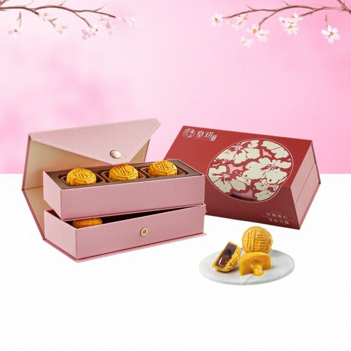 古天乐香港皇玥-时尚系列流心奶黄芝麻港式陈皮红豆沙月饼迷你6个