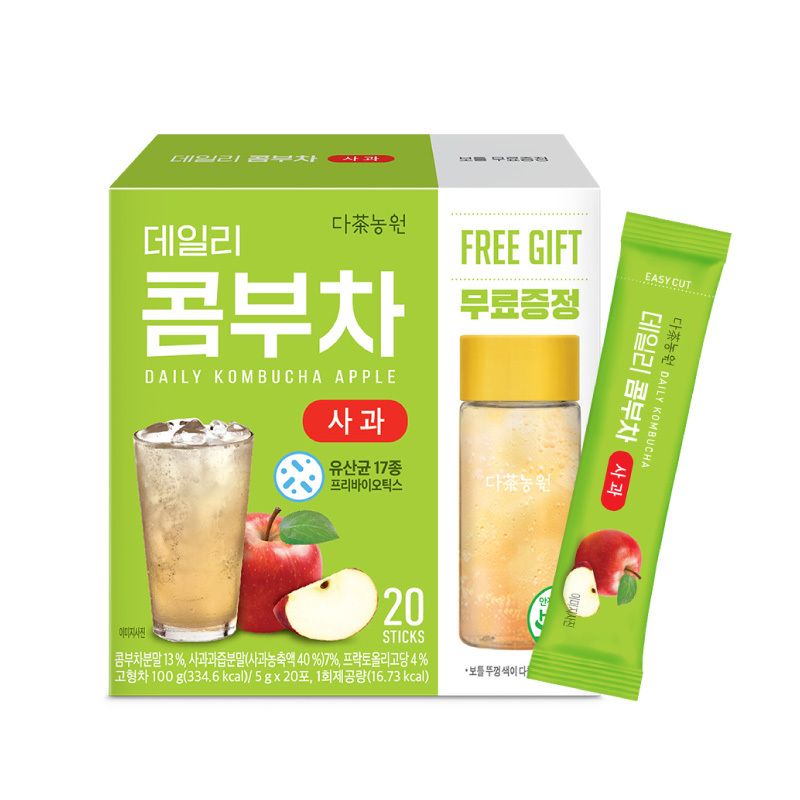 DANONGWON 康普茶苹果益生菌乳酸菌肠道蠕动5g*20入附赠380ml水杯