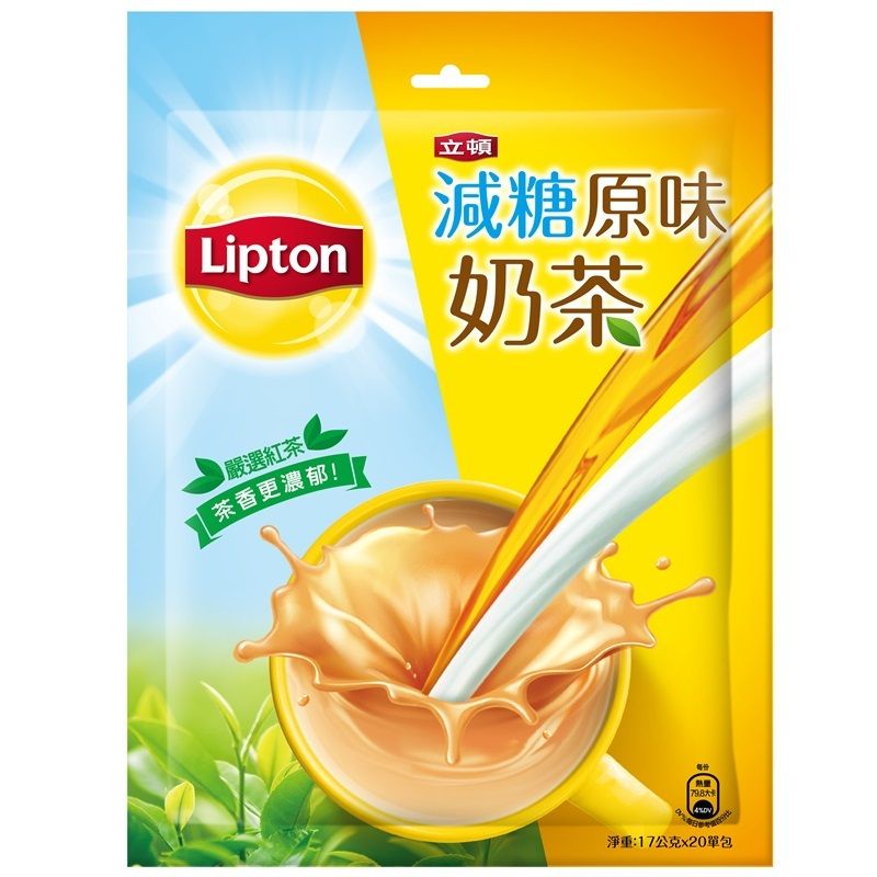 立顿Lipton 减糖原味奶茶粉17gx20入/袋低糖低负担精选浓郁红茶香