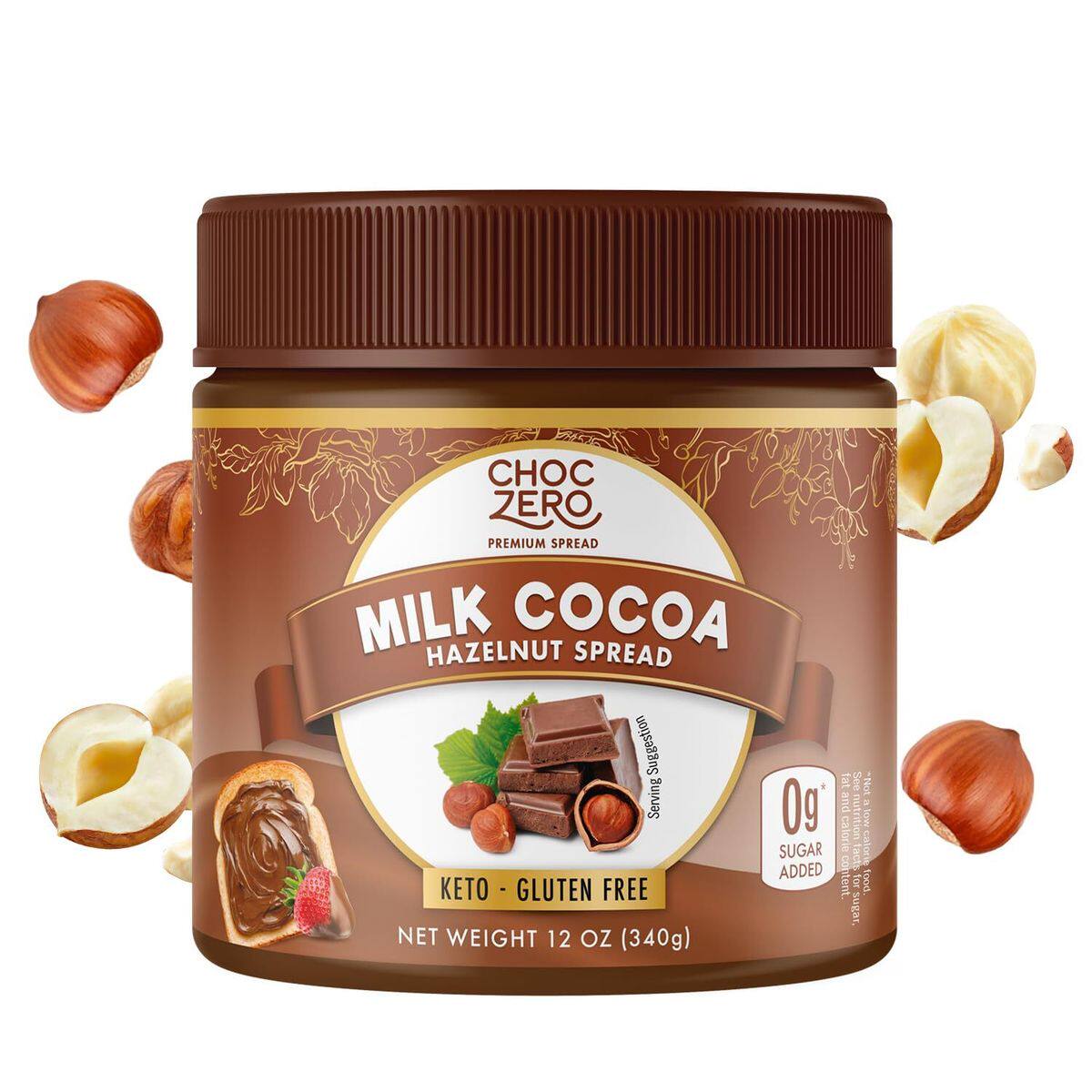 ChocZero1樽浓郁牛奶朱古力榛子果仁酱低糖Nutella甜点牛奶巧克力