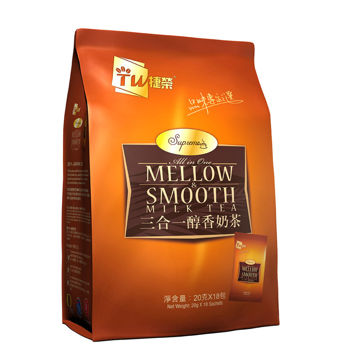 捷荣三合一速溶醇香奶茶港式独特风味红茶奶茶20克x18包袋装360克