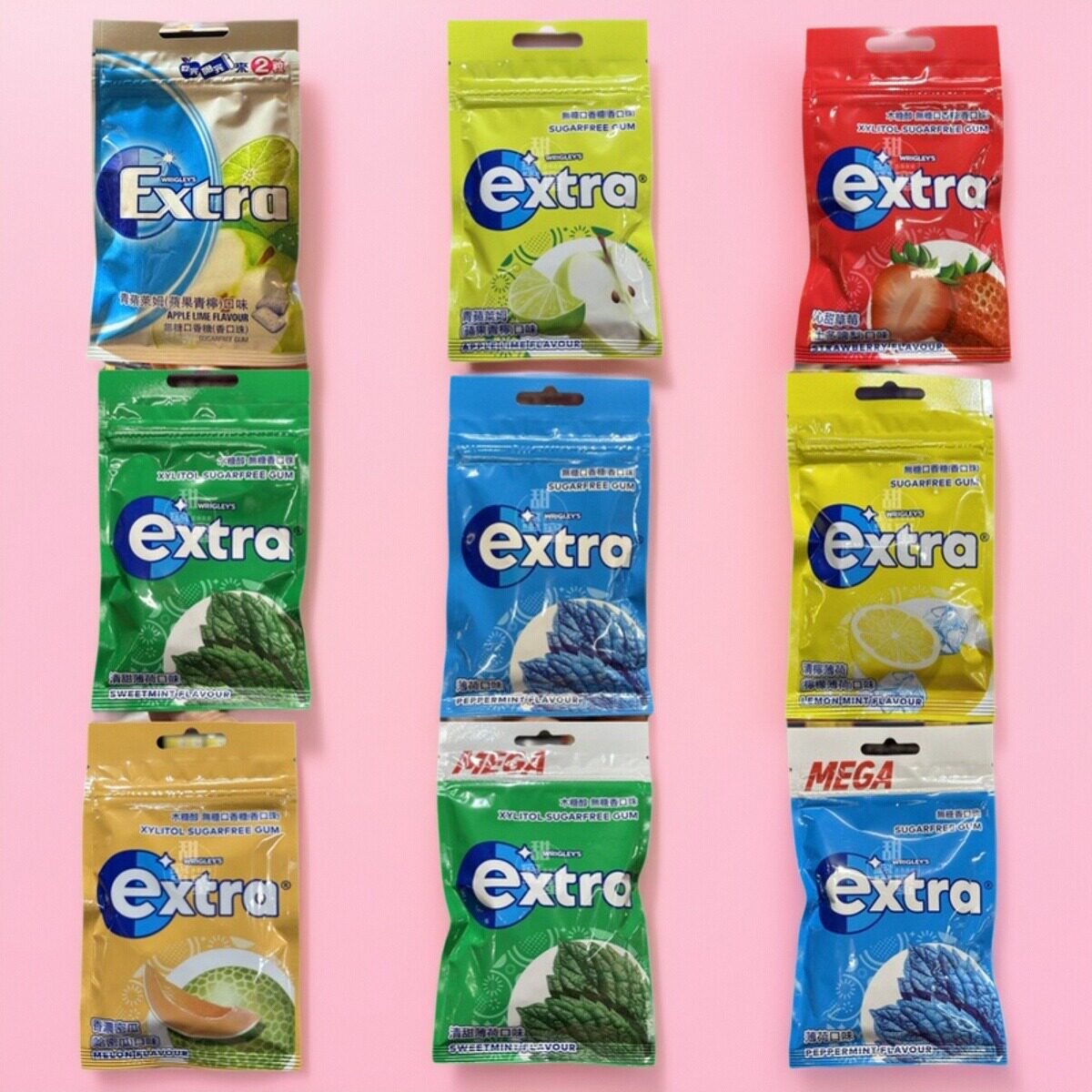 现货10件 EXTRA益达进口无糖口香糖草莓哈密瓜清香超强薄荷味