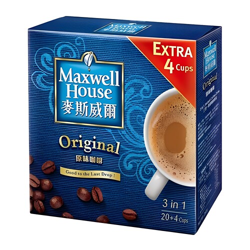 MAXWELL HOUSE麦斯威尔 三合一即溶咖啡原味20+4包装速溶即冲咖啡