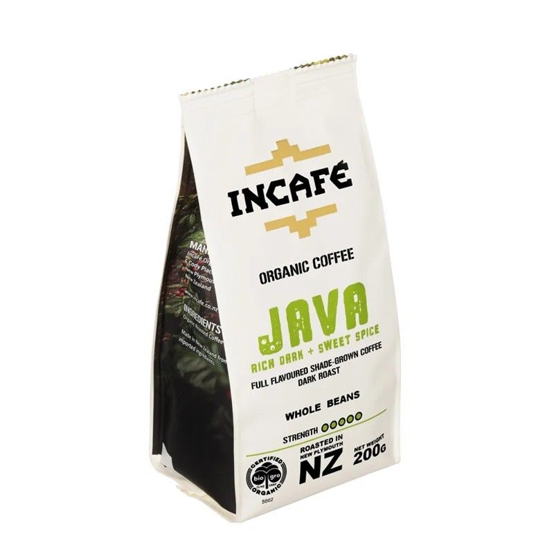 IncaFe Java有机咖啡豆印度尼西亚重度烘焙深烘焙200克黑可可雪松