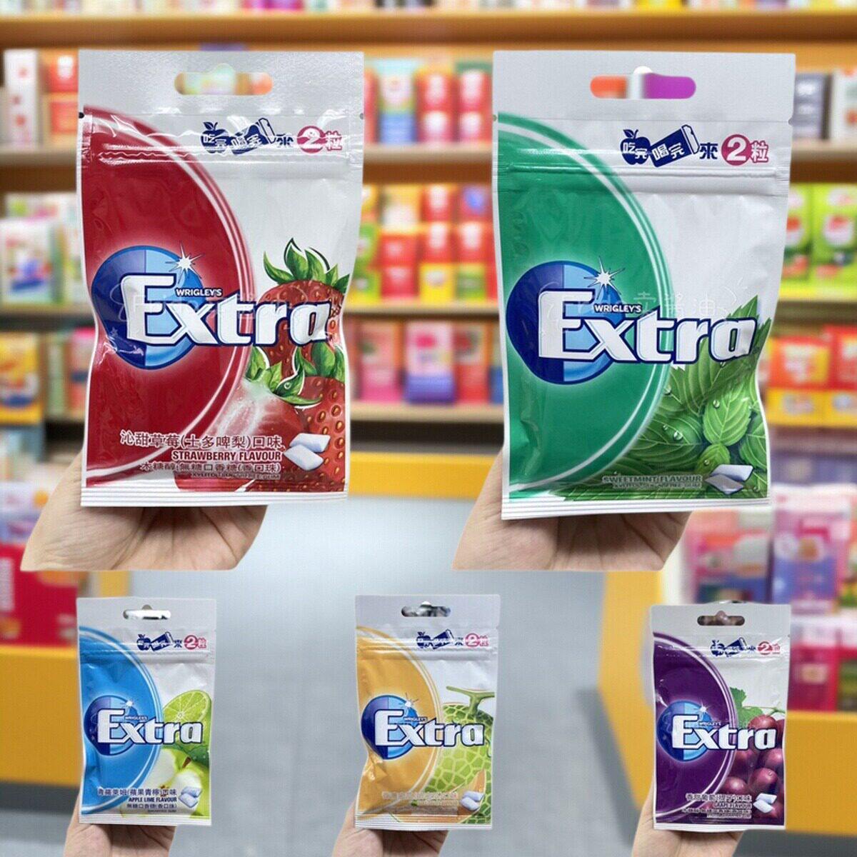 香港 进口Extra益达无糖香口珠口香糖袋装28g薄荷水果多口味