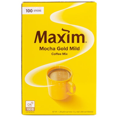 麦馨Maxim 韩国黄金装摩卡即冲即溶咖啡100包1200g丝滑办公室提神