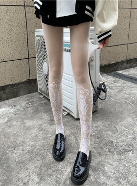 维纳斯丝袜15D优雅镂空花卉连裤袜蕾丝浮雕性感提花纹薄款白丝袜